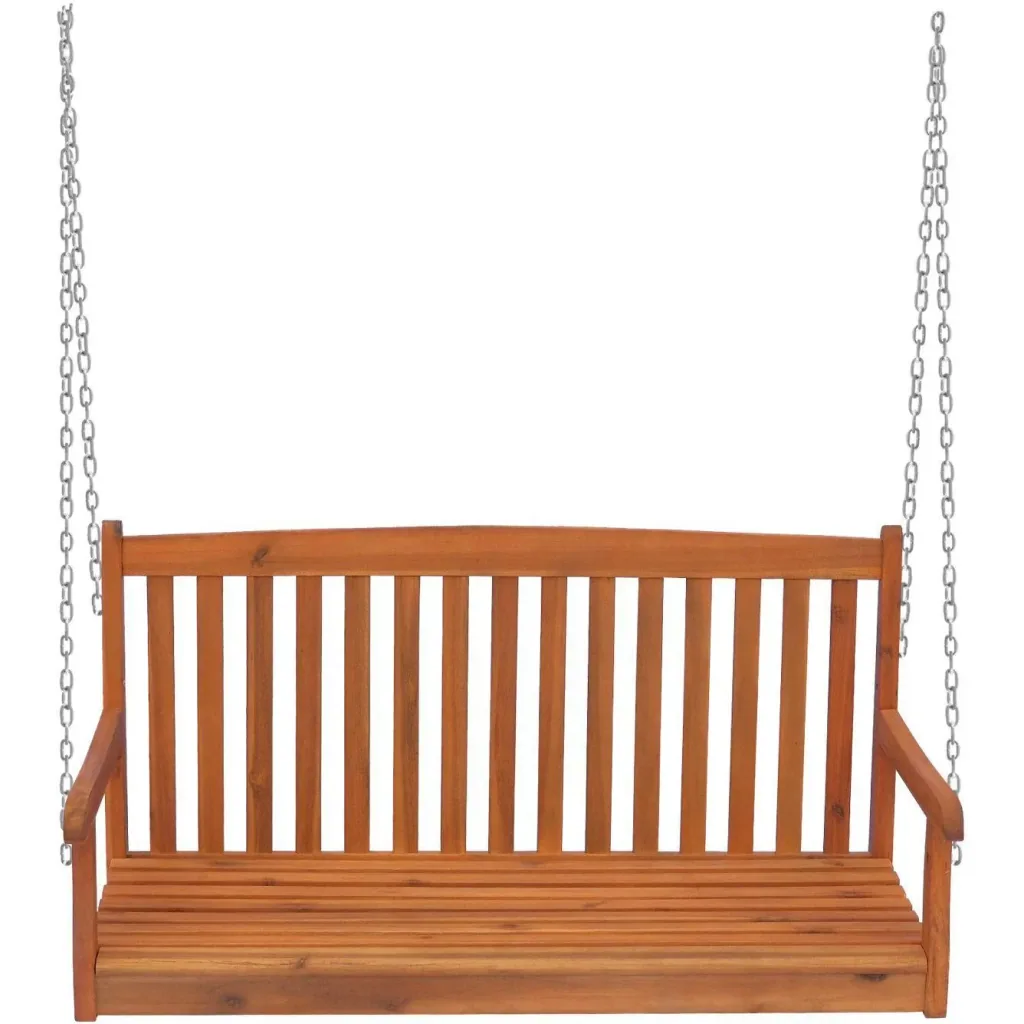 Hängebank Gartenschaukel 2-Sitzer mit Ketten Holz Braun