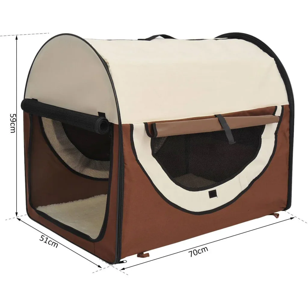 Hundetransportbox, faltbar, Größe L 70x51x59 cm, kaffeebraun-creme