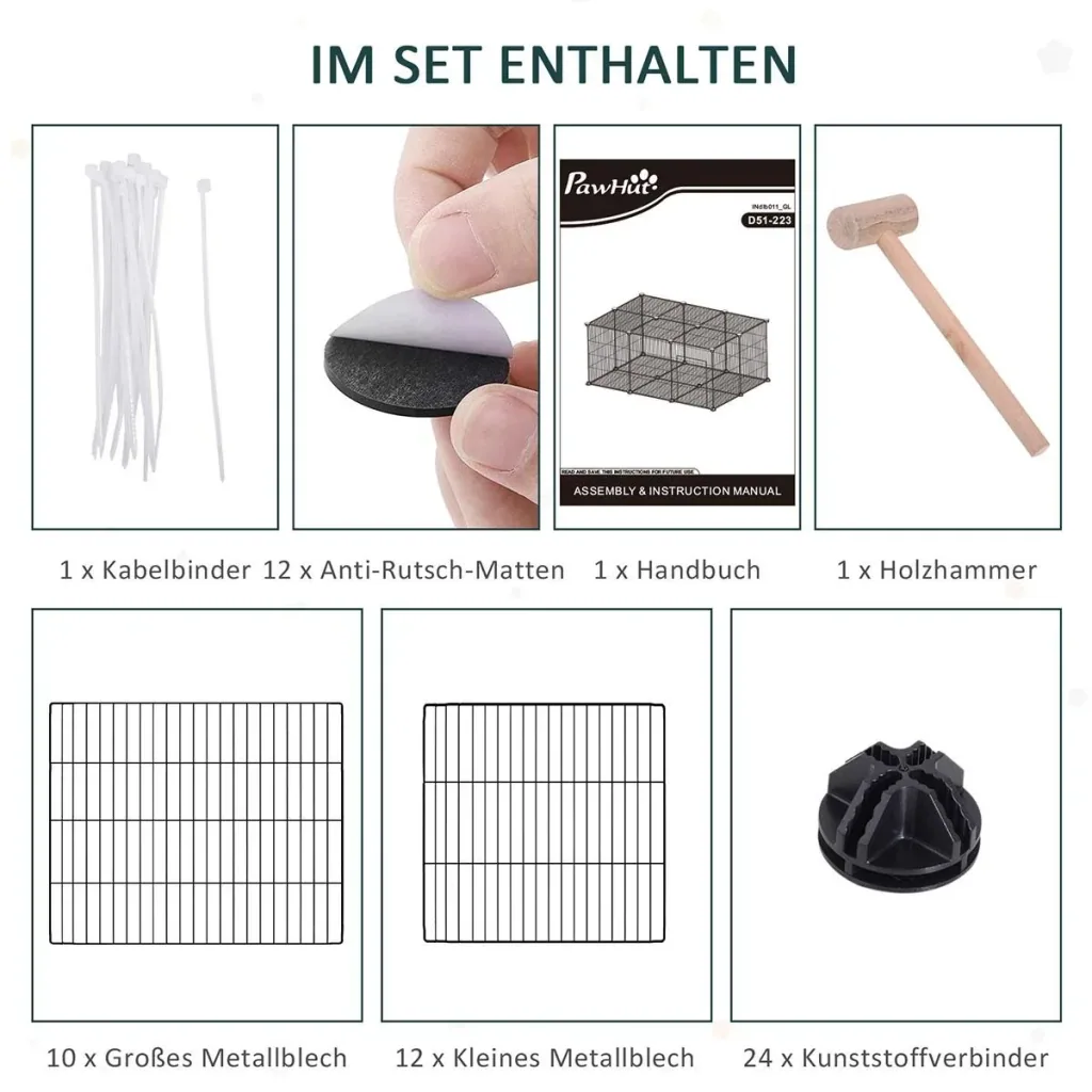 Kleintiergehege kleintierkäfig Freigehege DIY Metall Hase Chinchilla Multi-Winkel-Verbindungen Anti-Rutsch-Matte öffenba