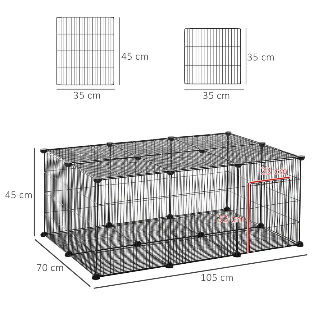 Kleintiergehege kleintierkäfig Freigehege DIY Metall Hase Chinchilla Multi-Winkel-Verbindungen Anti-Rutsch-Matte öffenba
