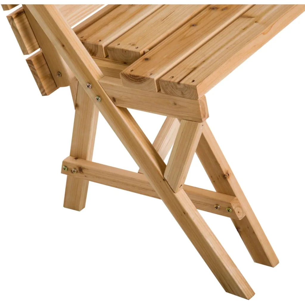 Bierzeltgarnitur 2-in-1 klappbar Sitzgruppe Gartengarnitur 1 x Tisch 2 x Sitzbank Tannenholz Natur 138 x 130 x 73 cm