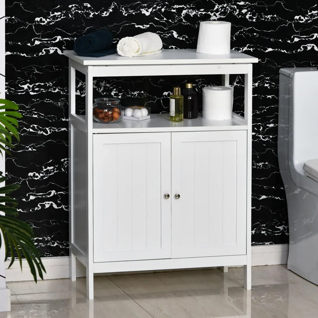 Badezimmerschrank mit 1 offenem Regal, weiß