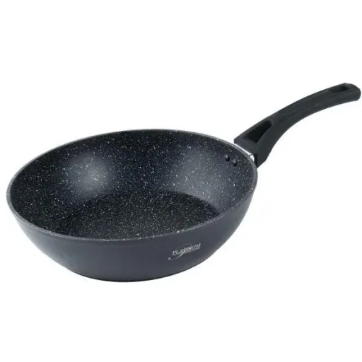 Platinium Bratpfanne / Wokpfanne / Pan - 28cm - Glasdeckel - Induktion - Marmorbeschichtung - Kratzfest