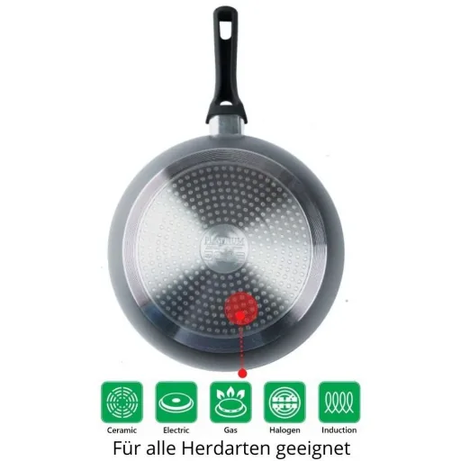 Platinium Bratpfanne / Wokpfanne / Pan - 28cm - Glasdeckel - Induktion - Marmorbeschichtung - Kratzfest