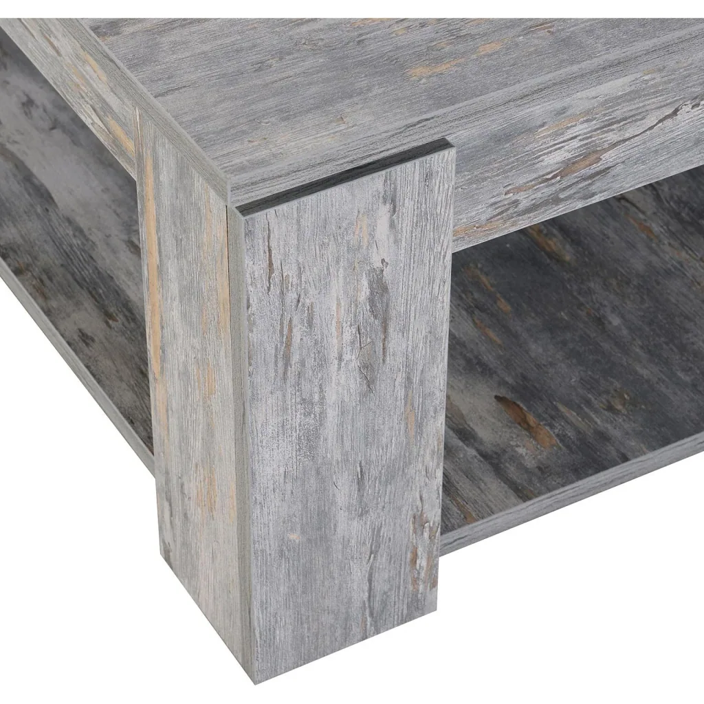 Couchtisch Beistelltisch Holztisch mit Ablage Pinie Shabby 80 x 80 cm