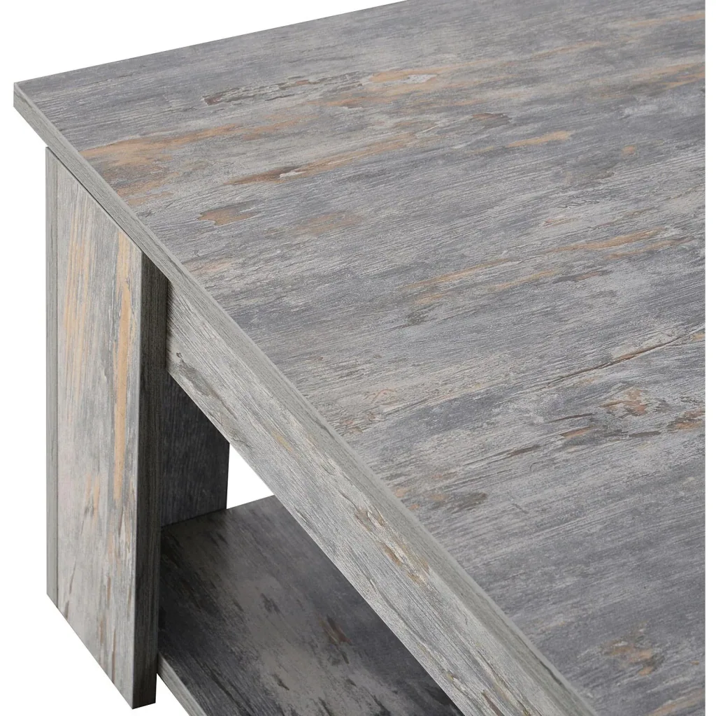 Couchtisch Beistelltisch Holztisch mit Ablage Pinie Shabby 80 x 80 cm