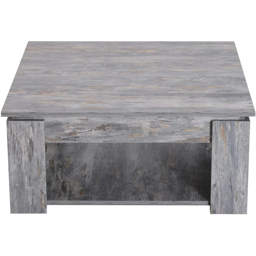 Couchtisch Beistelltisch Holztisch mit Ablage Pinie Shabby 80 x 80 cm