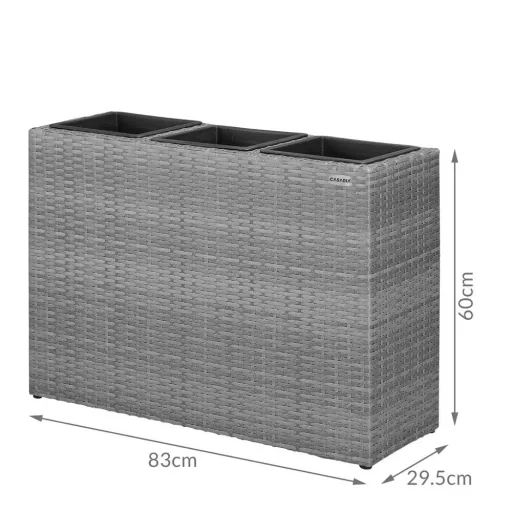 Polyrattan Blumentopf grau 83x30,5x60cm