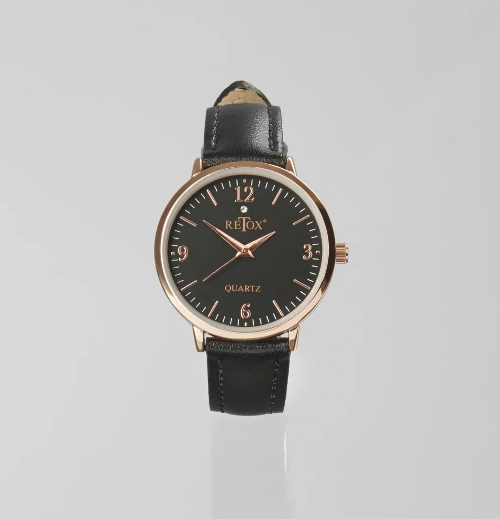Edles Herren und Damen Uhrenset in Rosegold Optik mit Echtleder-Armband