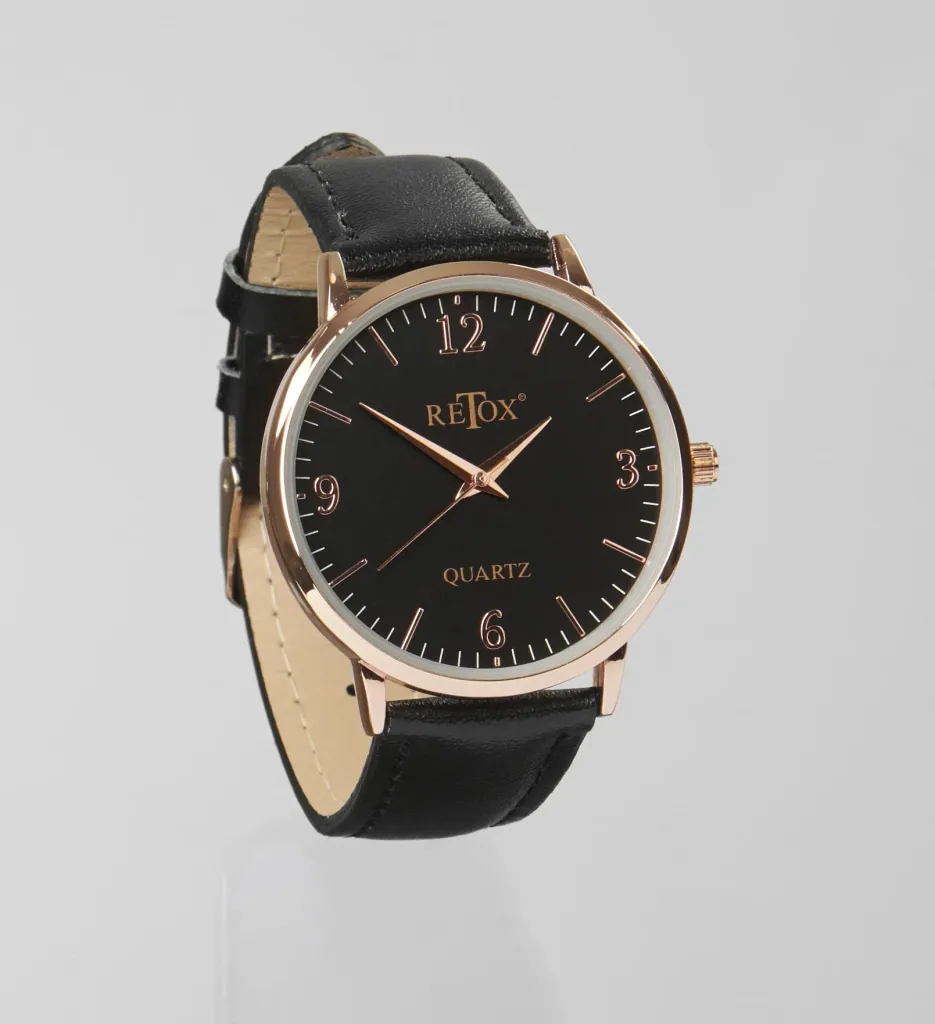 Edles Herren und Damen Uhrenset in Rosegold Optik mit Echtleder-Armband