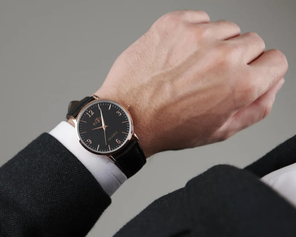 Edles Herren und Damen Uhrenset in Rosegold Optik mit Echtleder-Armband