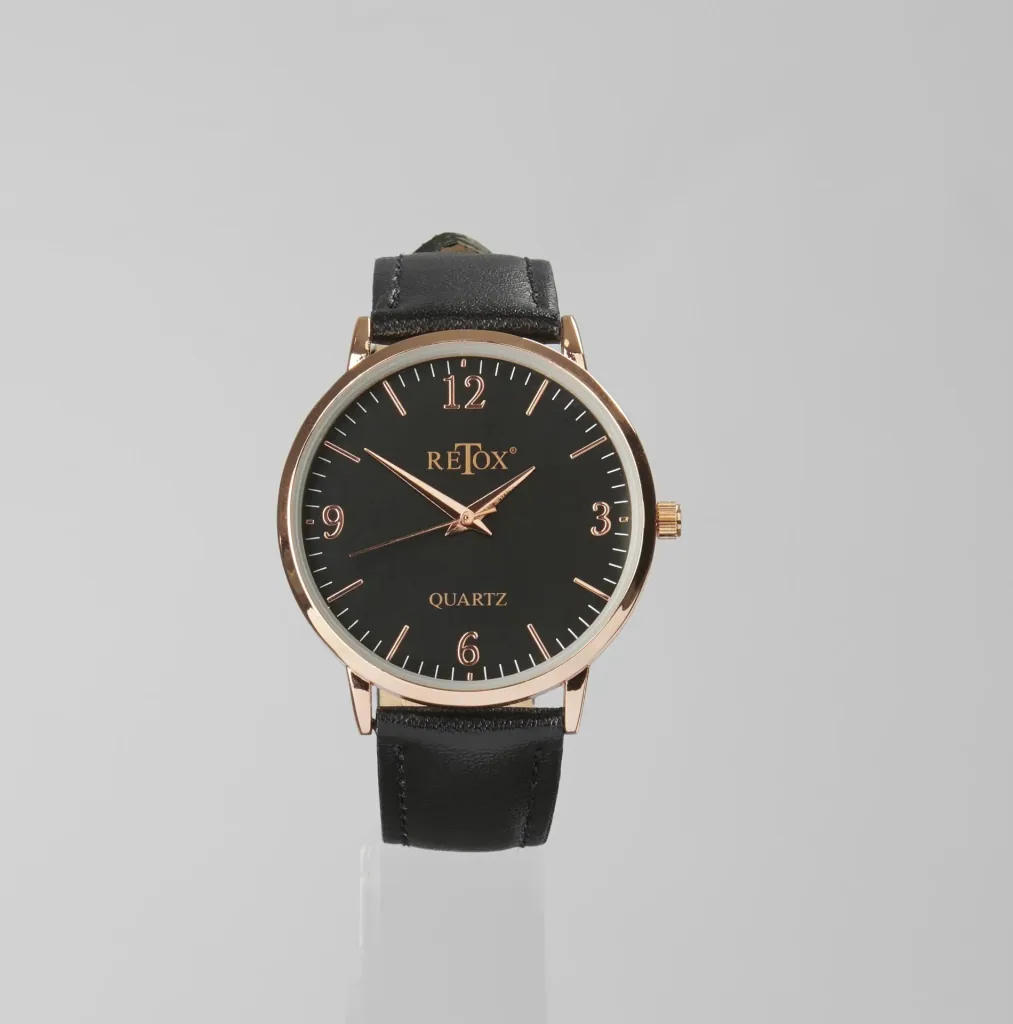 Edles Herren und Damen Uhrenset in Rosegold Optik mit Echtleder-Armband