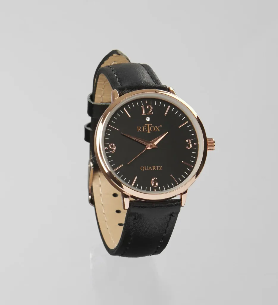 Edles Herren und Damen Uhrenset in Rosegold Optik mit Echtleder-Armband