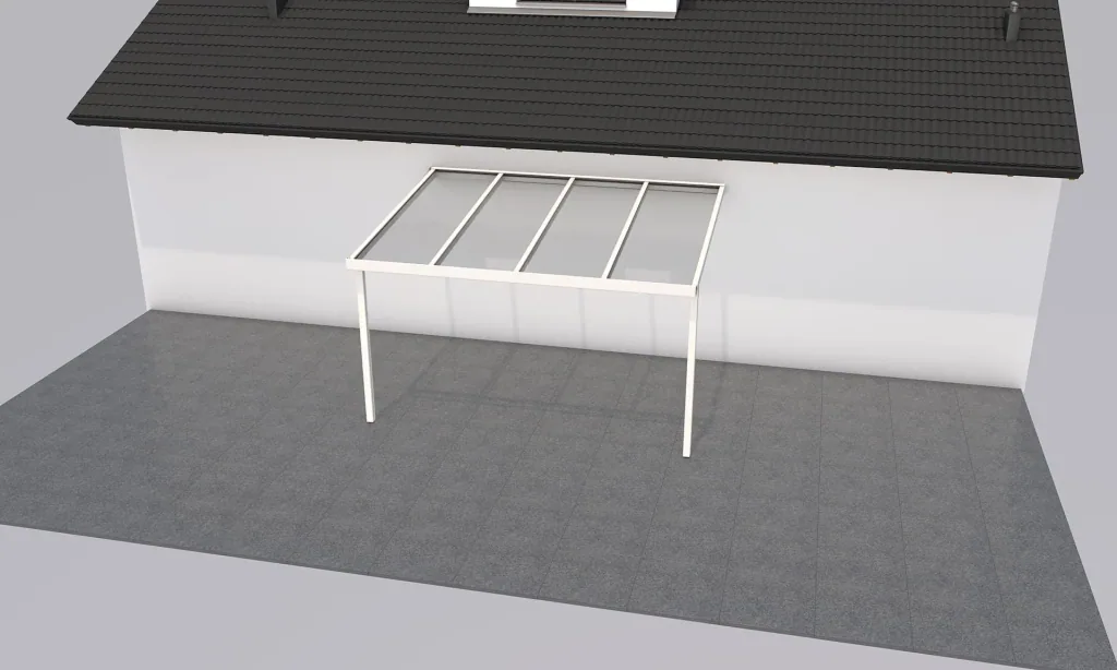 Terrassendach Premium, weiß, 4102 x 3060 mm - 10mm Verbundsicherheitsglas (VSG)