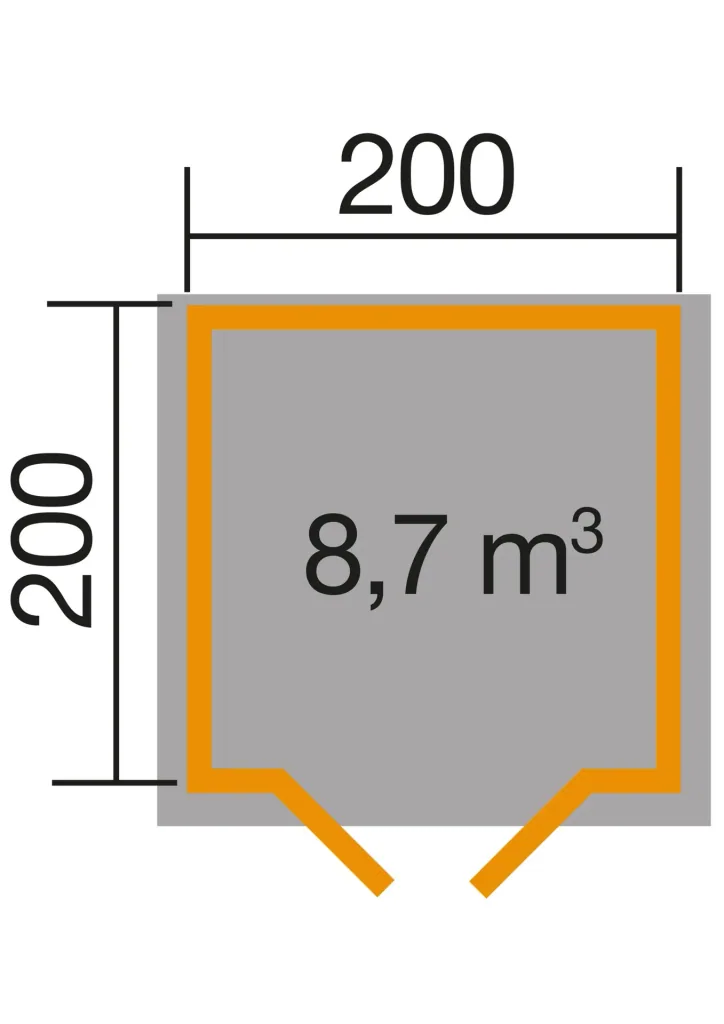 Gartenhaus 209 Gr. 1 253 x 234 x 244 cm Wandstärke 28 mm, mit Doppeltür natur