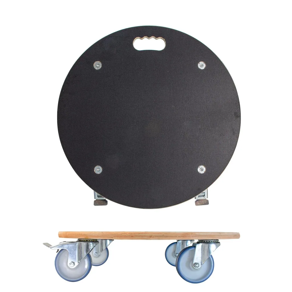 Multi Roller MR 1168, Ø 58 x 14,5 cm, softe Rollen Ø 100 mm, Rollenlager, 2 Bremsen, Platte FSC®, Tragkraft 300 kg