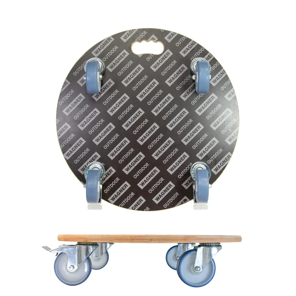 Multi Roller MR 1168, Ø 58 x 14,5 cm, softe Rollen Ø 100 mm, Rollenlager, 2 Bremsen, Platte FSC®, Tragkraft 300 kg