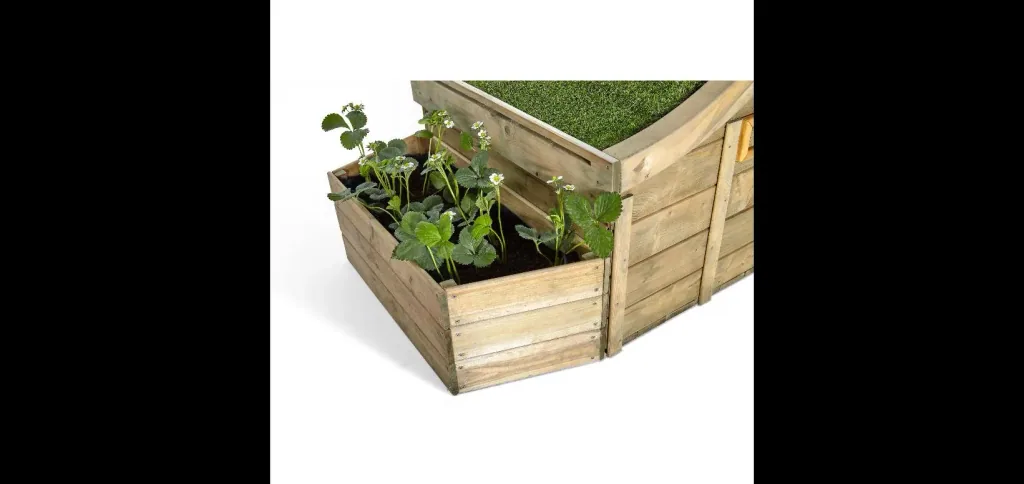 Discovery Nature Play Hideway, Outdoor-Spielhaus für Kinder aus Holz, Pflanzkübel, Malscheibe, Windspiel, natur