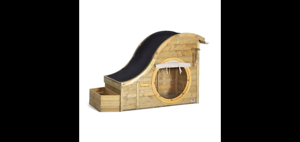 Discovery Nature Play Hideway, Outdoor-Spielhaus für Kinder aus Holz, Pflanzkübel, Malscheibe, Windspiel, natur