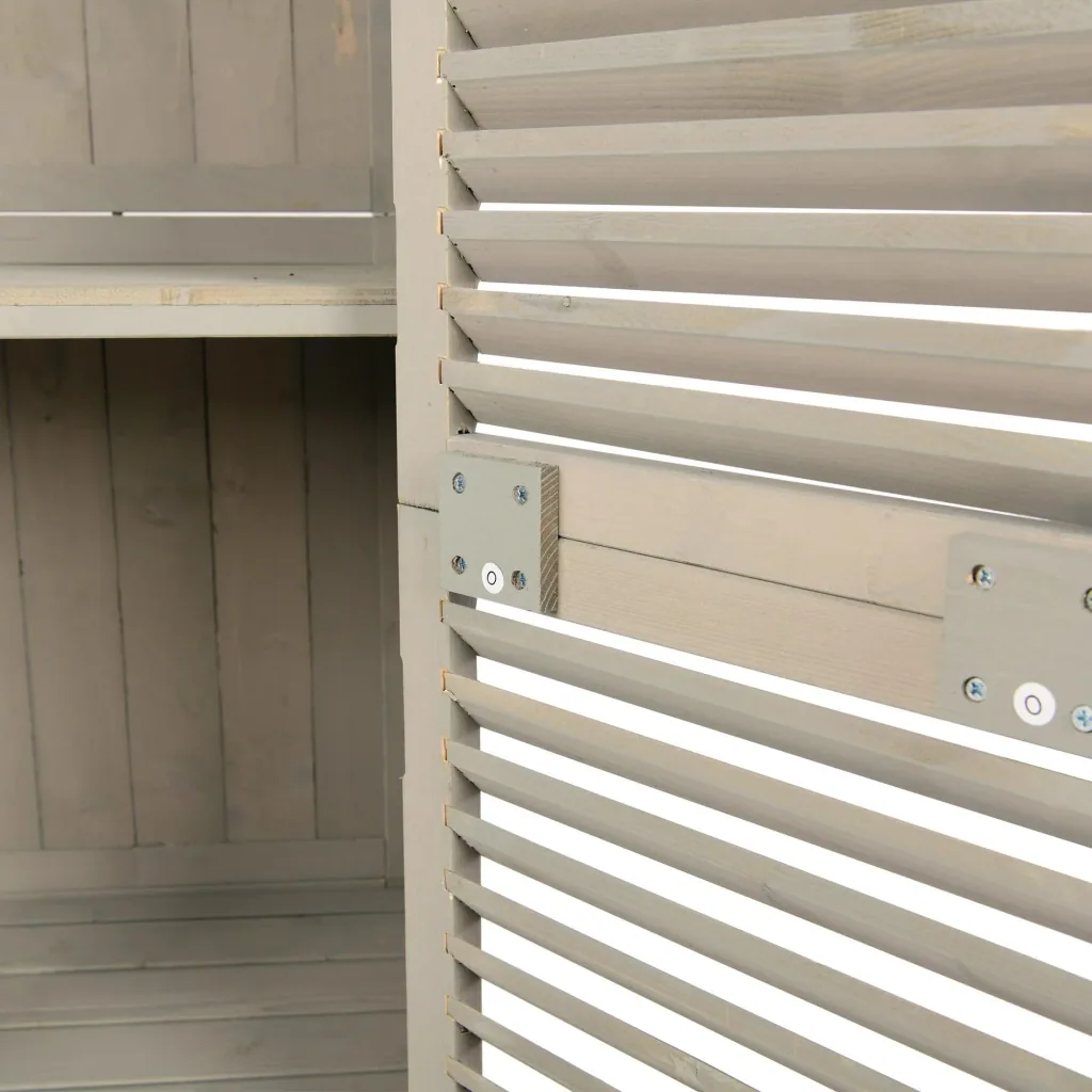 Geräteschuppen Gerätehaus Geräteschrank 4 Fächer Grau