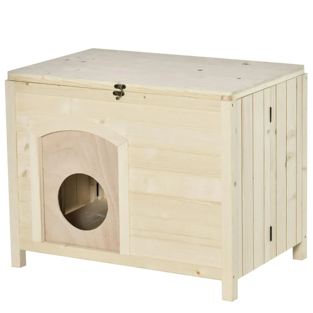 Hundehütte Hundehaus faltbar Haustierhaus katzenhaus Massivholz Natur 78 x 51 x 62 cm