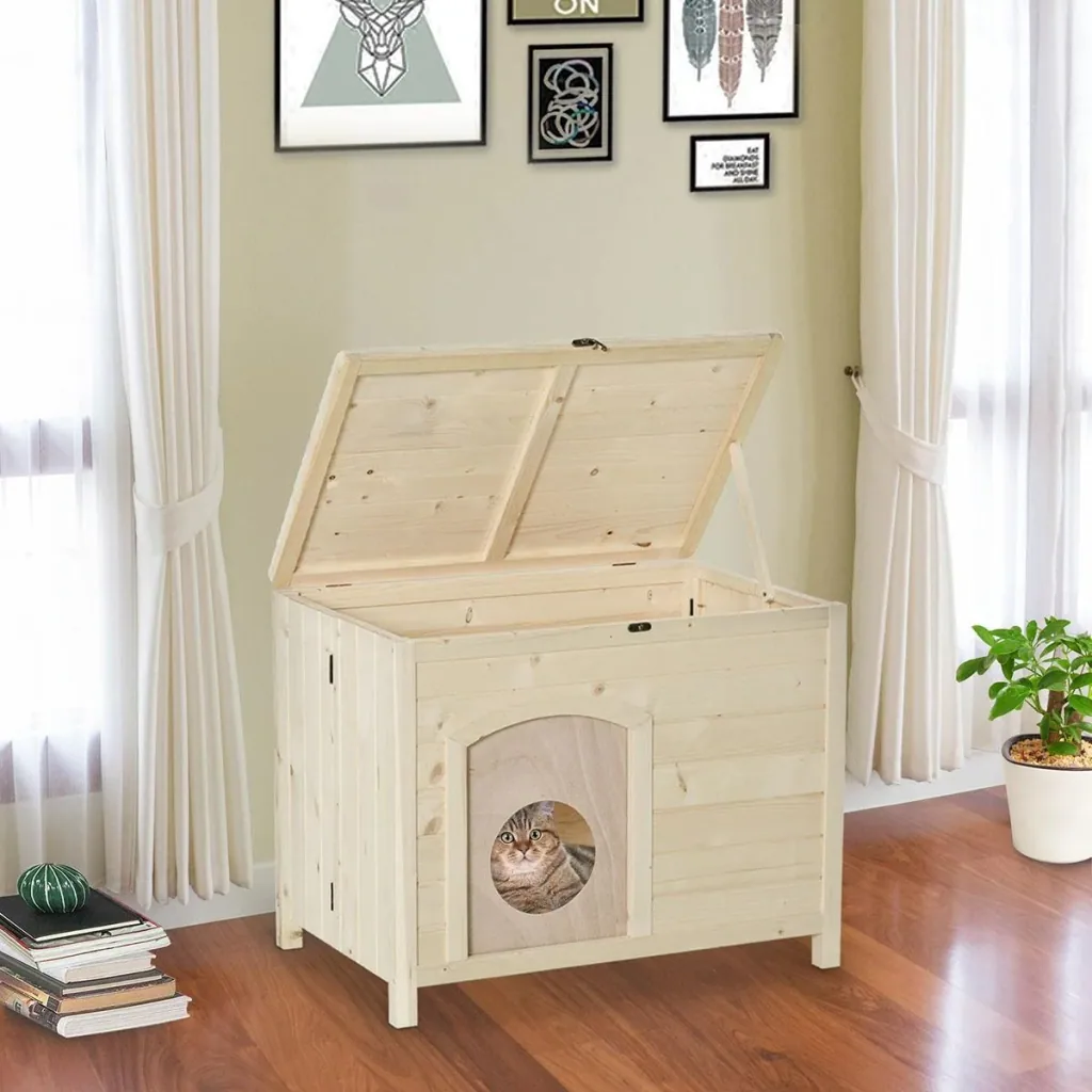 Hundehütte Hundehaus faltbar Haustierhaus katzenhaus Massivholz Natur 78 x 51 x 62 cm