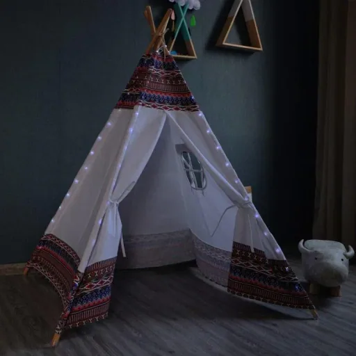 Tipi Zelt Farbe LED Multi / Weiß