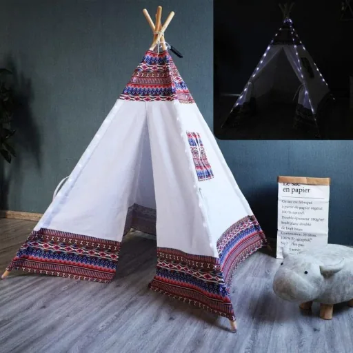 Tipi Zelt Farbe LED Multi / Weiß