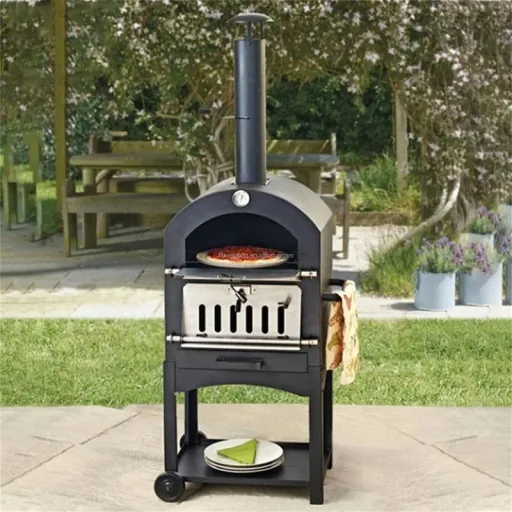 Vargan Holzkohlegrill - Pizzaofen - Smoker - 3-in-1 - Grillfläche 34 x 24 cm - mit Thermometer