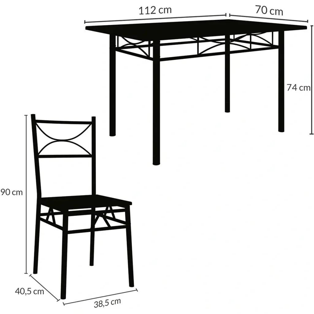 5-teiliges Lounge-Set "Paul" - Esstisch + 4 Stühle - Eiche