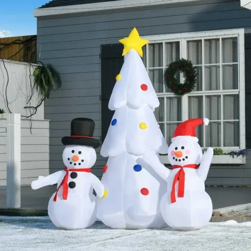 Aufblasbarer Weihnachtsbaum Weihnachtsdekoration mit Schneemann 185 cm