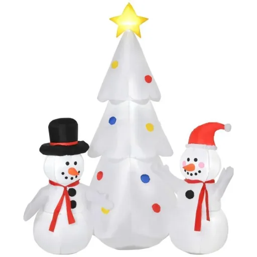 Aufblasbarer Weihnachtsbaum Weihnachtsdekoration mit Schneemann 185 cm