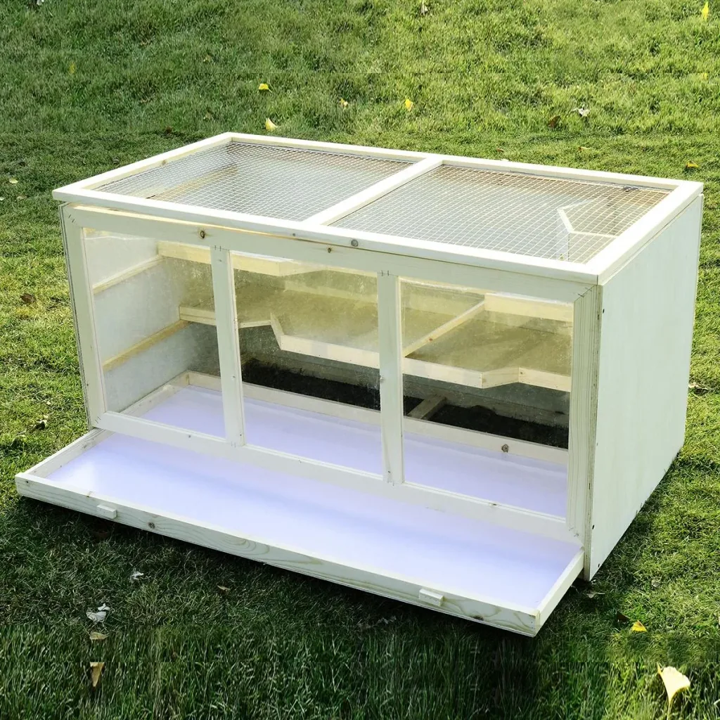 Hamsterkäfig Nagerkäfig Mäusekäfig Mit Treppen Nagervilla Dreistöckig Massivholz PVC Natur 115 x 57 x 55 cm