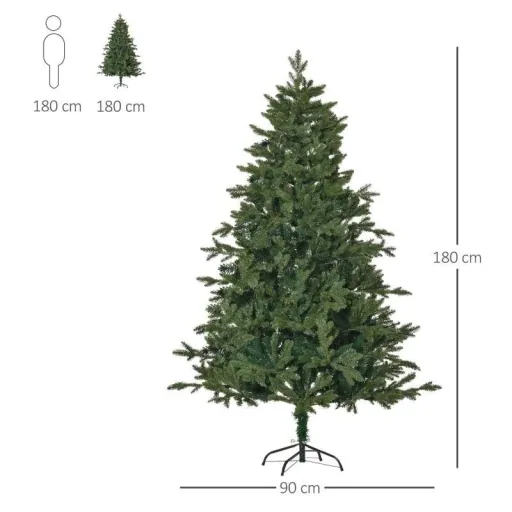 künstlicher Weihnachtsbaum 1,8 m Christbaum Tannenbaum PVC PE Metall Grün Ø90 x 180 cm