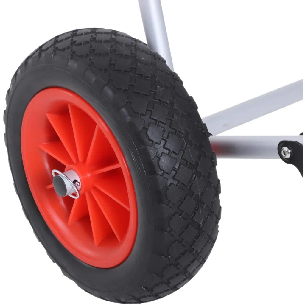 Kanuwagen Kajakwagen Surfwagen klappbar mit Gurt Luftreifen gepolstert Alu Silber bis 90 kg L70 x B40 x H42 cm