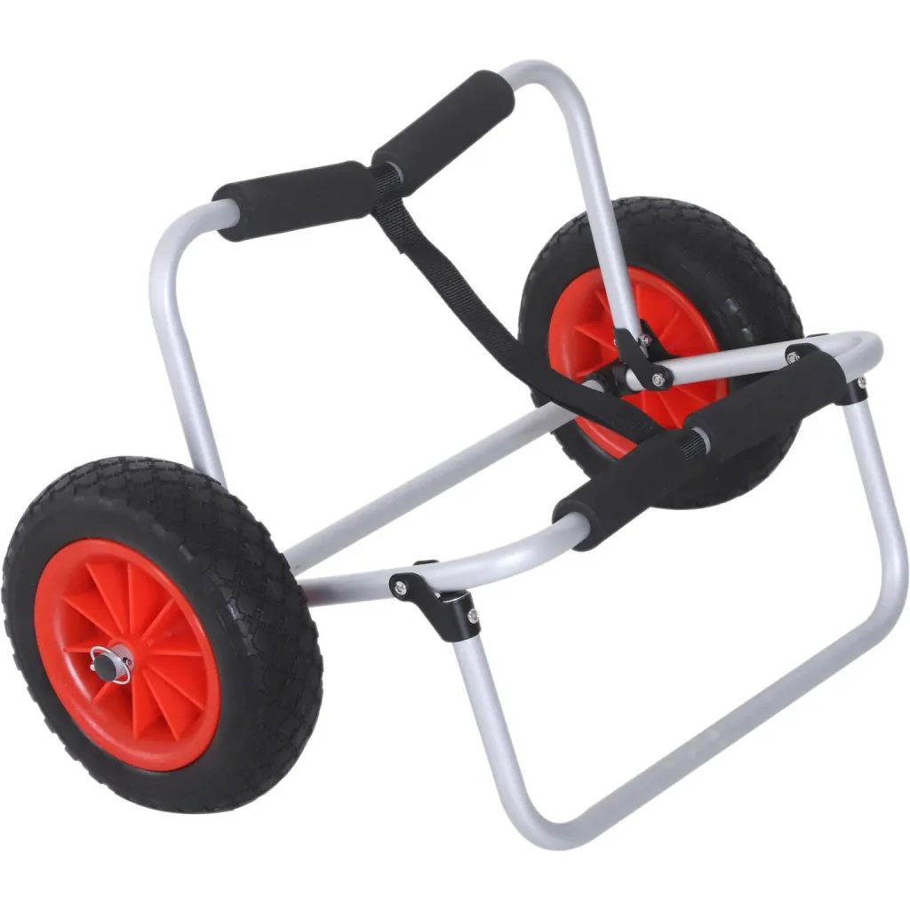 Kanuwagen Kajakwagen Surfwagen klappbar mit Gurt Luftreifen gepolstert Alu Silber bis 90 kg L70 x B40 x H42 cm