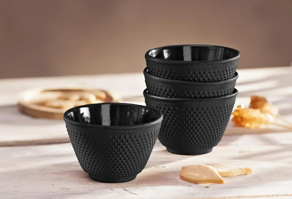 Asia Teekannenset Gusseisen 10-teilig (Farbe: schwarz)