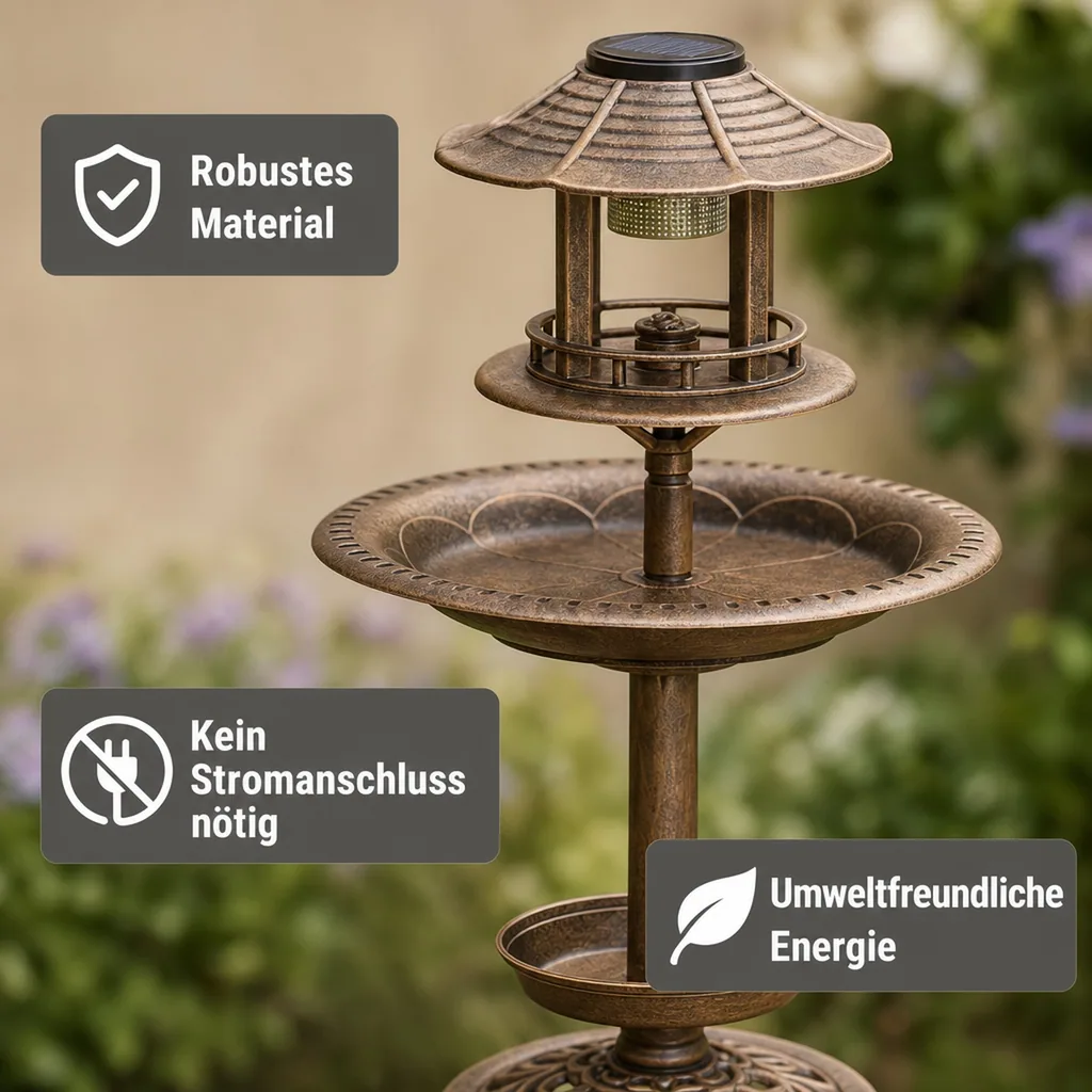 Solar Vogel-Bad 4in1, Bronze