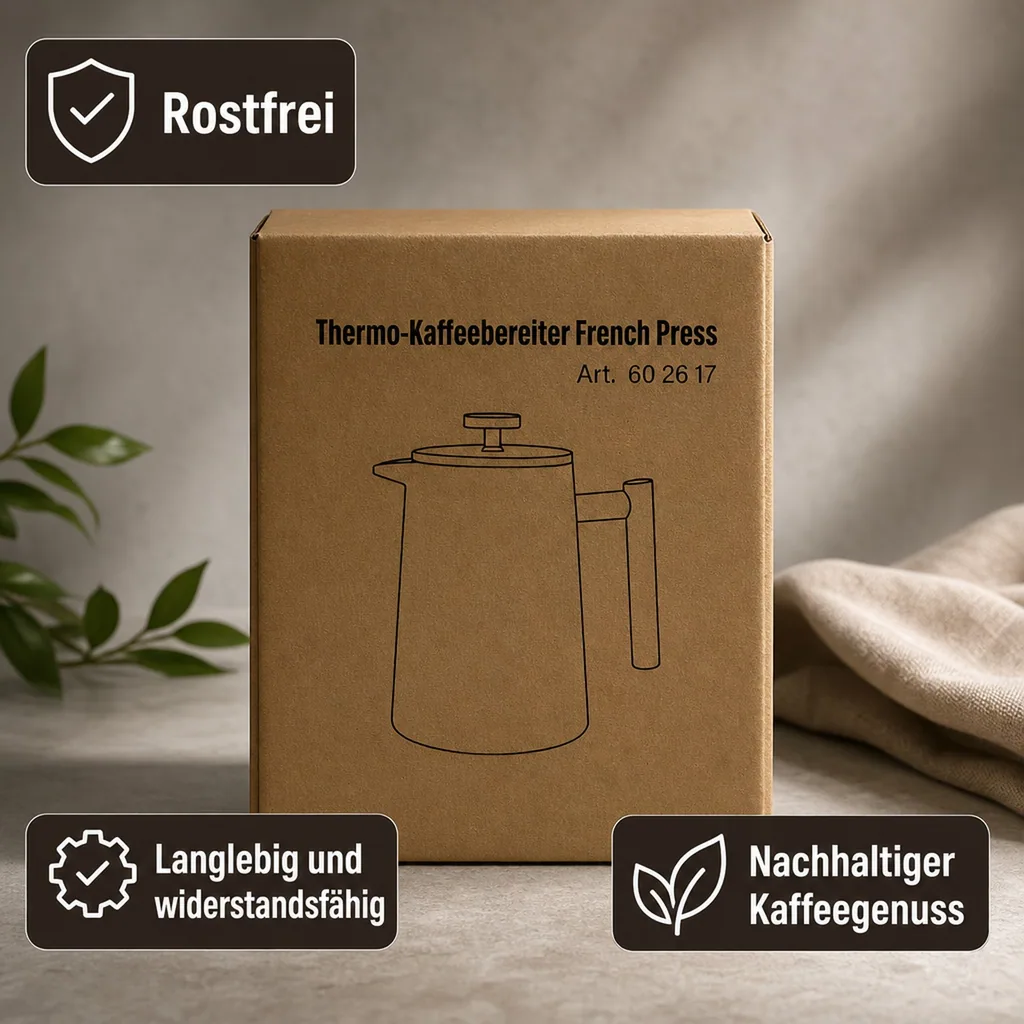 Thermo Kaffeezubereiter French Press, Edelstahl