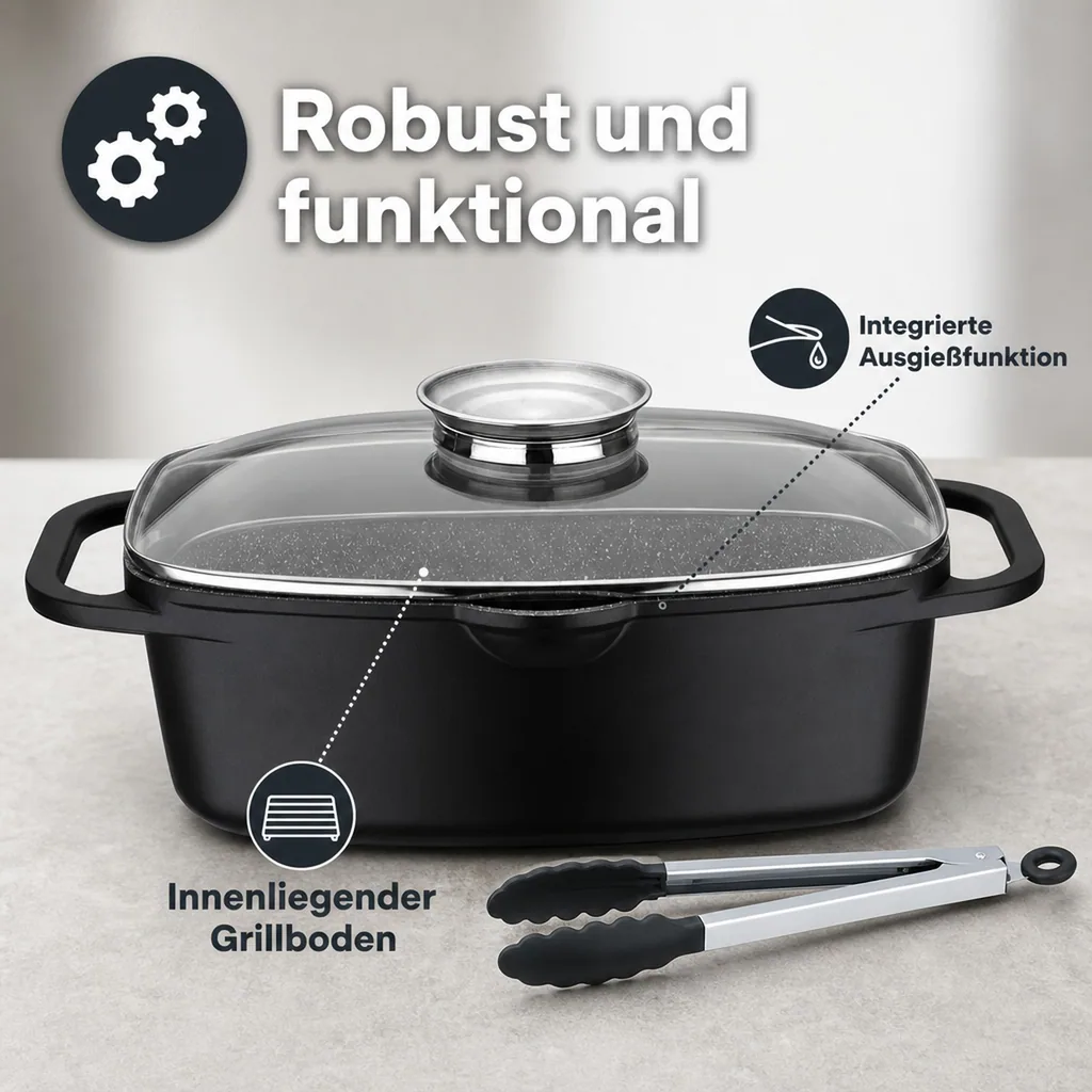 Universalbräter 33 cm Gourmet Granit mit Servierzange