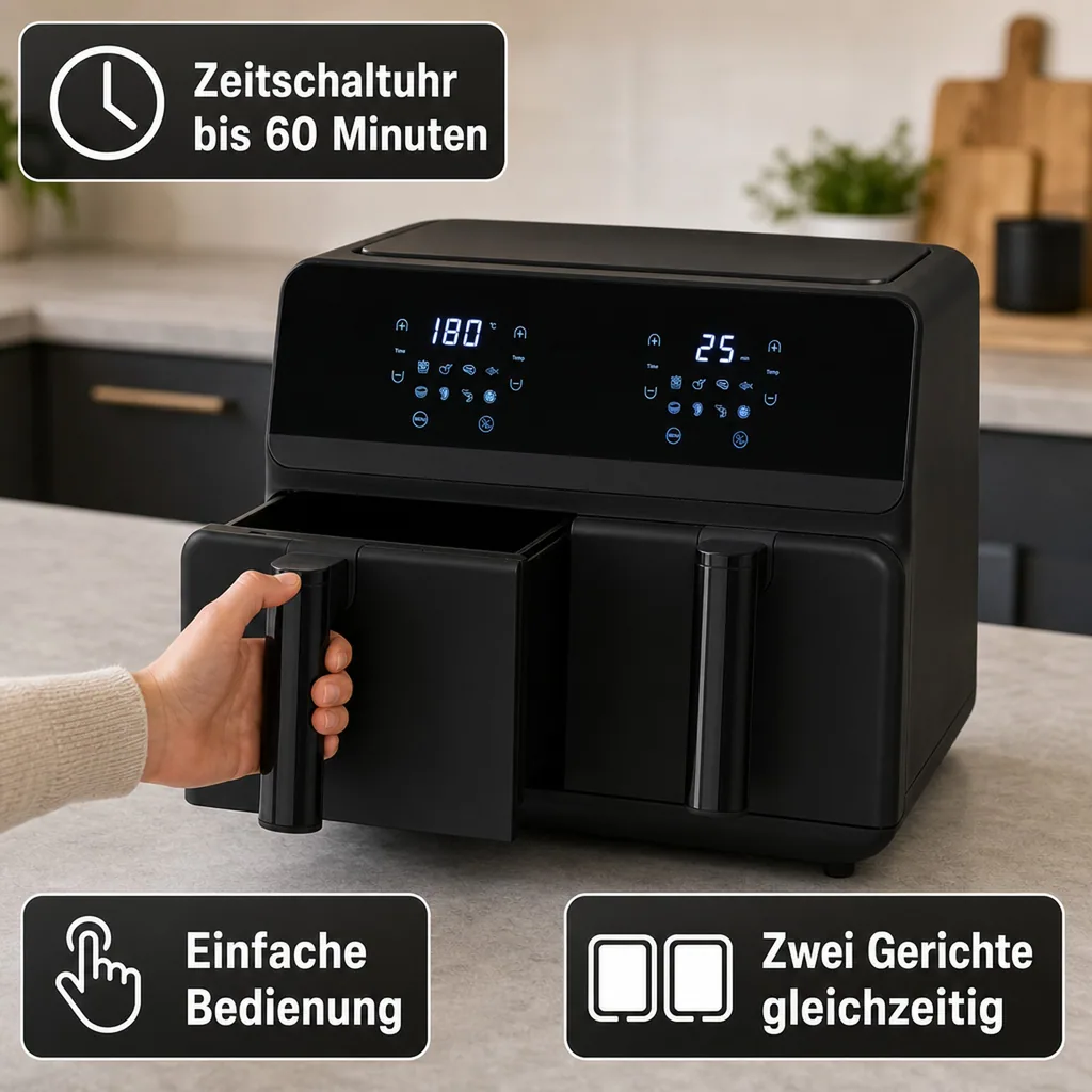 Heißluft Fritteuse, doppelt