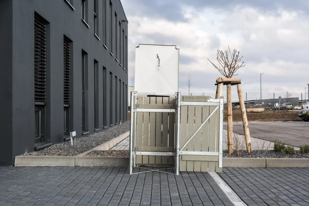 Mülltonnenbox 1-fach, Holz natur grau, für 240 l Tonnen