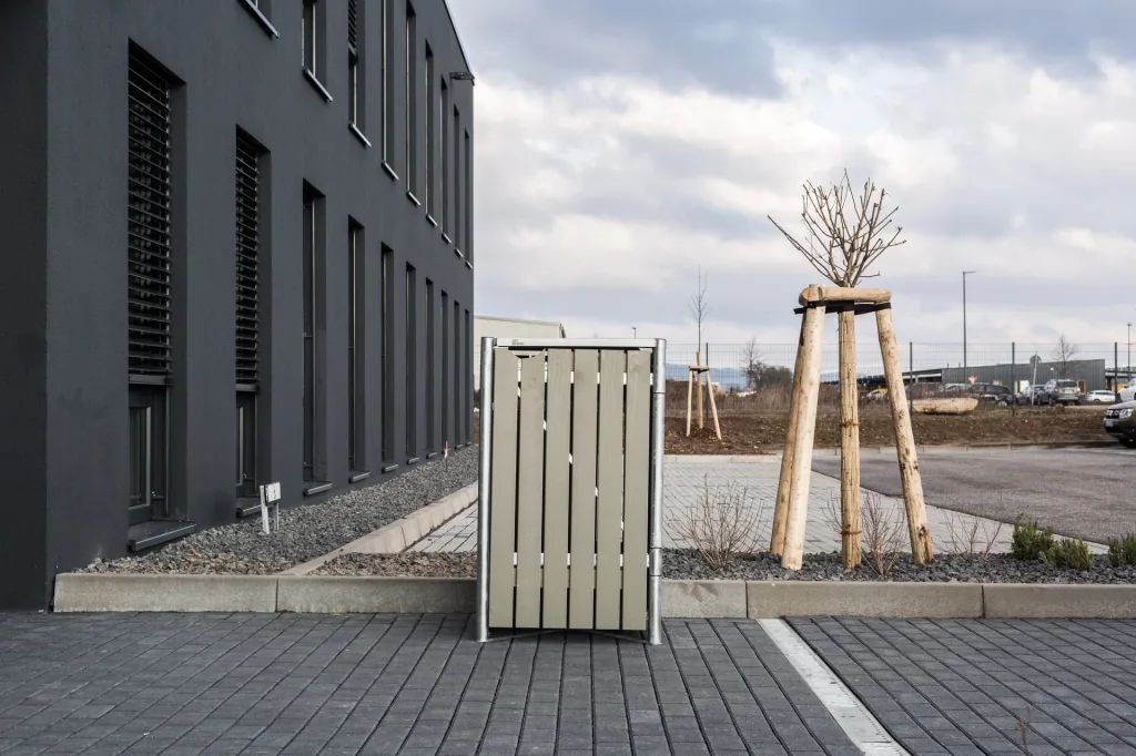 Mülltonnenbox 1-fach, Holz natur grau, für 240 l Tonnen