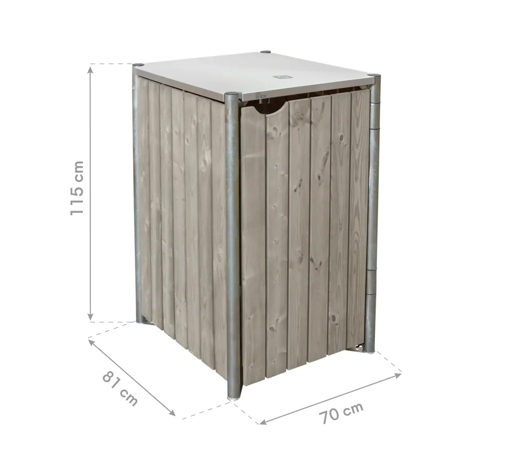 Mülltonnenbox 1-fach, Holz natur grau, für 240 l Tonnen