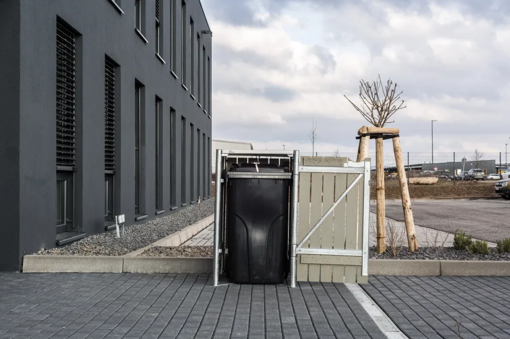 Mülltonnenbox 1-fach, Holz natur grau, für 240 l Tonnen