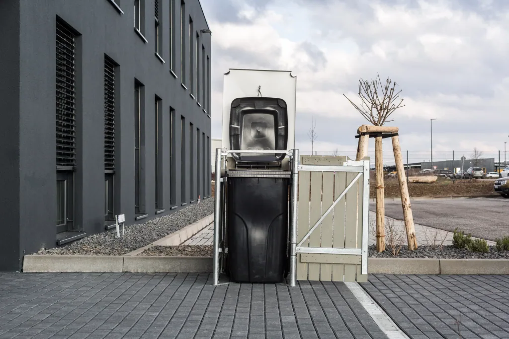 Mülltonnenbox 1-fach, Holz natur grau, für 240 l Tonnen