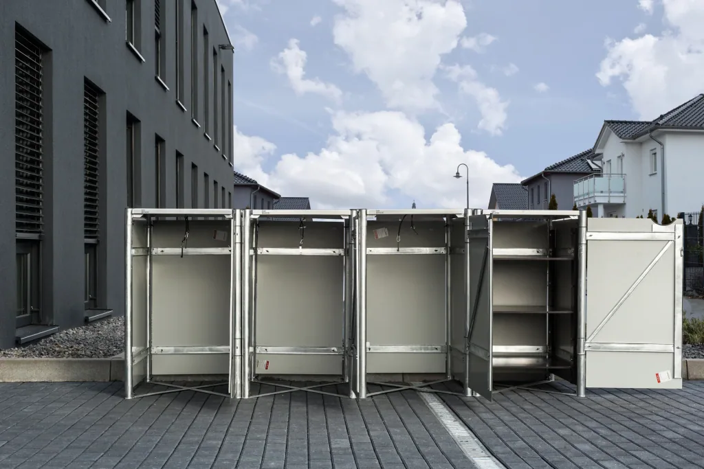 Mülltonnenbox 4-fach, Kunststoff schwarz, für 240 l Tonnen
