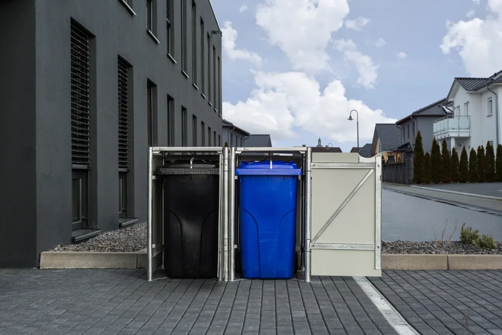 Mülltonnenbox 2er Box, Kunststoff schwarz, für 240 l Tonnen