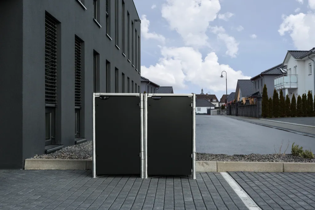 Mülltonnenbox 2er Box, Kunststoff schwarz, für 240 l Tonnen