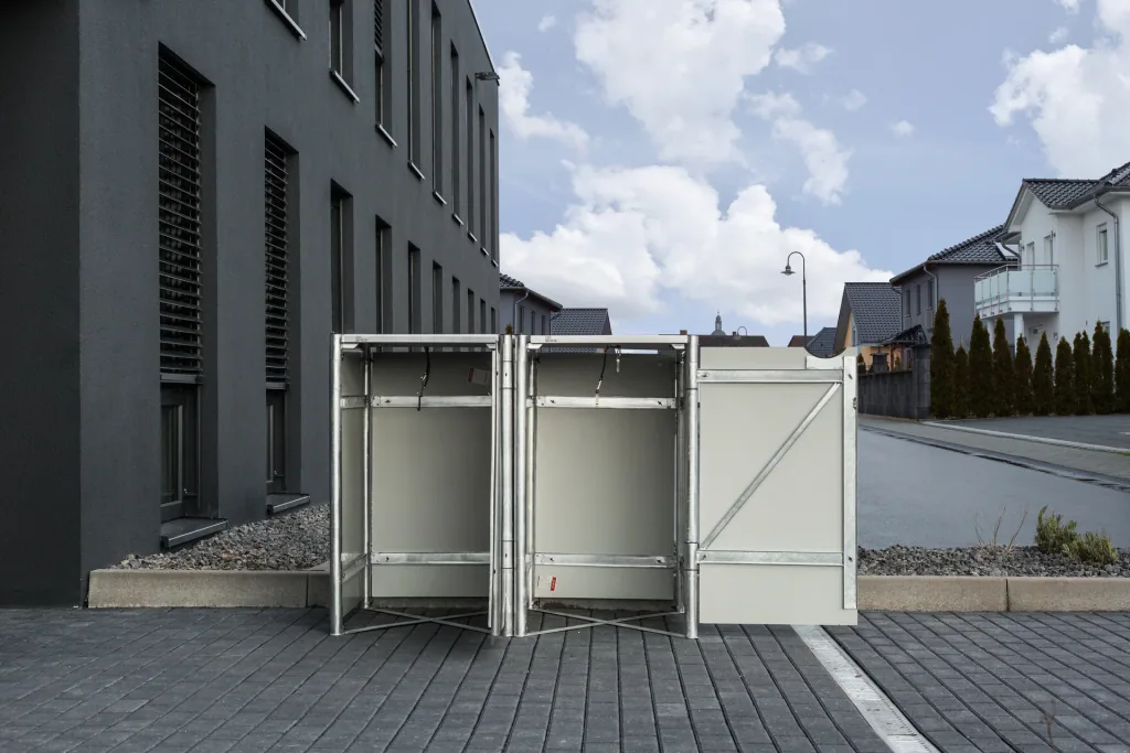 Mülltonnenbox 2er Box, Kunststoff schwarz, für 240 l Tonnen